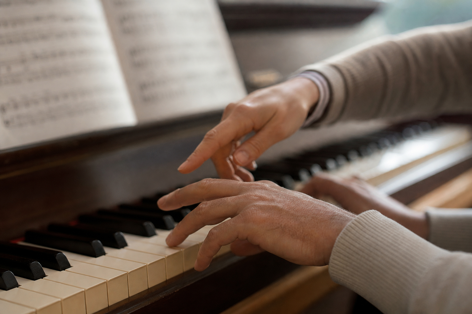 Piano hands during a lesson