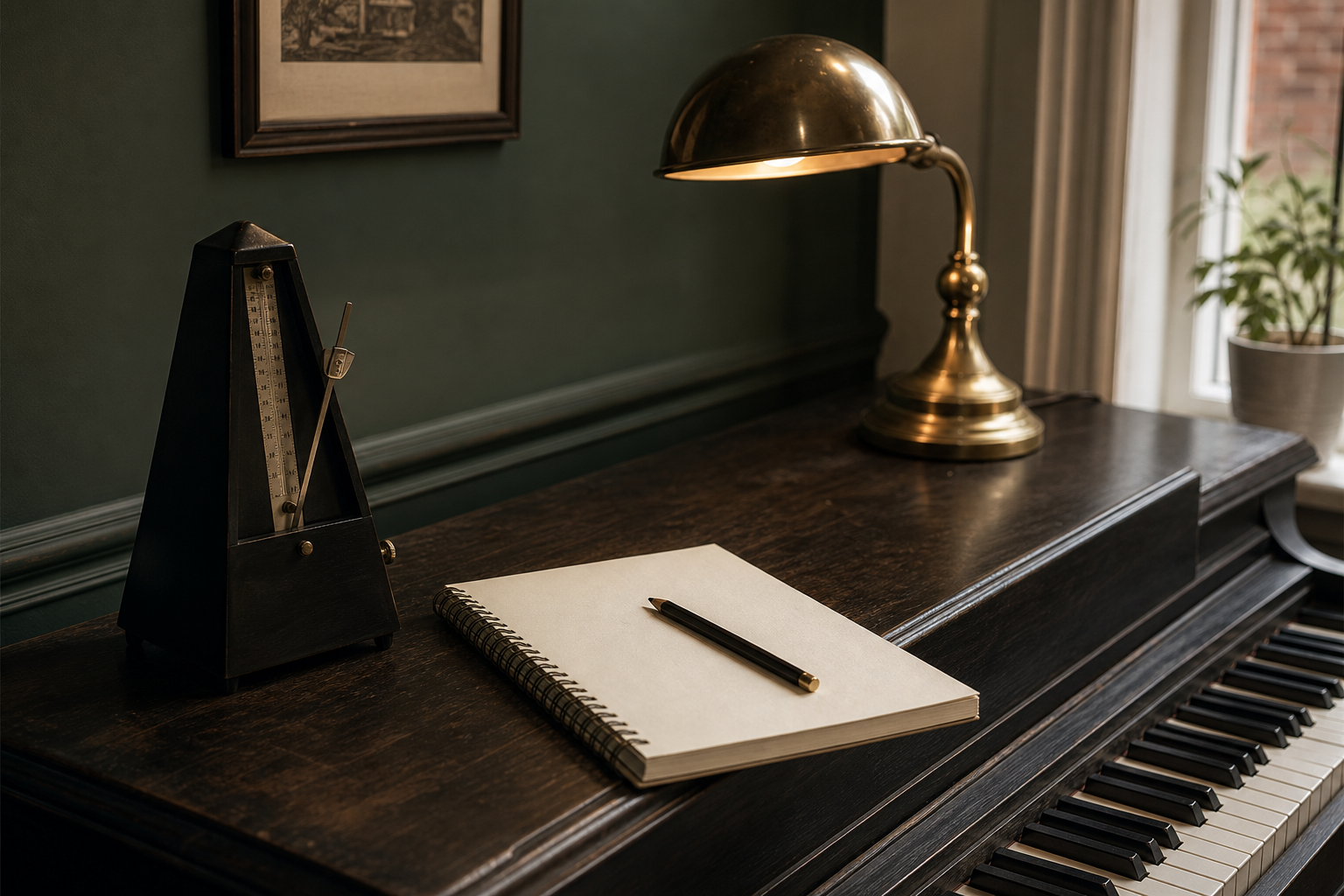 Music notes and metronome